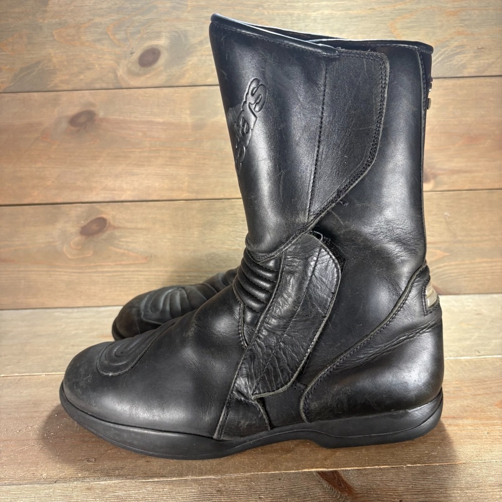 alpinestars web Mens size 45 shoes Black Leather moto Side Zip Racing boots